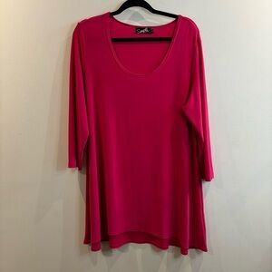 SYMPLI Sz 18 Scoop Neck 3/4 Sleeves Long  Line With Small Slits Tunic Top